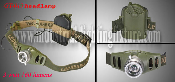 3W CREE พลังงานสูงแบบชาร์จไฟ Led ไฟหน้าไฟฉาย 160 Lumens เอาท์พุท