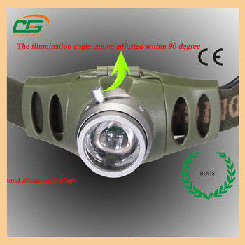 ตกปลา 3Watt CREE Zoomable หัวไฟฉาย LED ที่มี 3pcs แบตเตอรี่ 1.5V AAA