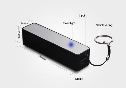 โทรศัพท์มือถือสีขาว 2600mAh สถานีชาร์จแบบพกพาพลังงานธนาคารพวงกุญแจชาร์จแบตเตอรี่