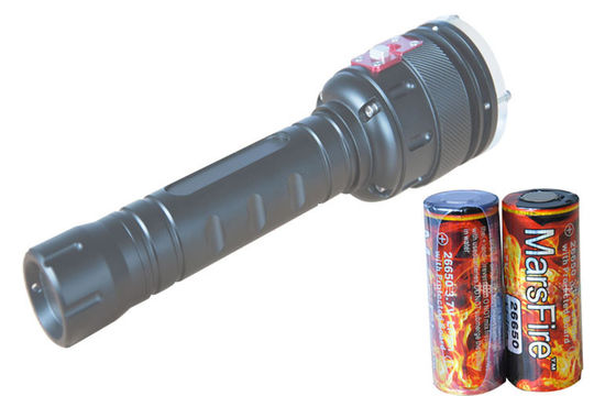4000LM ดำ MarsFire กันน้ำไฟฉาย LED ดำน้ำ 100m ดำน้ำใต้น้ำไฟฉาย